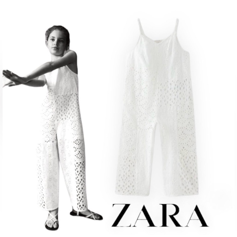 ZARA Kids | White | SWISS EMBROIDERY JUMPSUIT